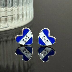 Honduras Heart Earrings S925 Sterling Silver Handmade Ear Stud